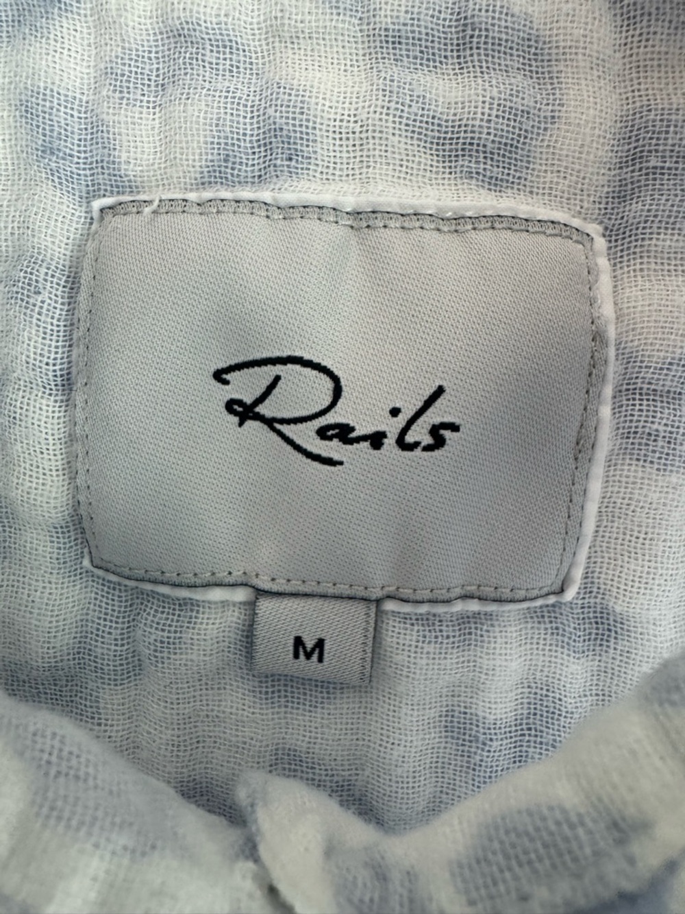 Rails Josephine Animal Light Blue and White Button-Up Shirt Organic Cotton - Picture 9 of 10